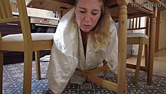 stuck blonde teacher bends over for quick doggy fuck with mature couple in homemade college session leading to moaning orgasm