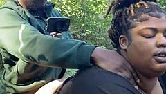 bbw ebony milf skips panties under sundress for big black cock creampie in her wet pussy anywhere