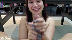 Brazilian cutie sucks a massive meat stick and gets cum deep in her wet pussy