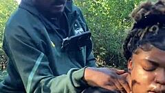 bbw ebony milf skips panties under sundress for big black cock creampie in her wet pussy anywhere