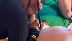 Amateur ebony babe sucks and fucks white guy hard in hood bedroom action