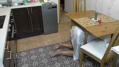 stuck blonde teacher bends over for quick doggy fuck with mature couple in homemade college session leading to moaning orgasm