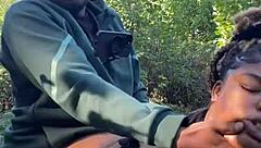 bbw ebony milf skips panties under sundress for big black cock creampie in her wet pussy anywhere