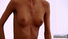 that short-haired teen feels so aroused by his grey hair during intense anal action