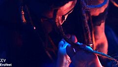 Big ass babe dominates with heel play and footjob while choking and gagging her sub in bisexual femdom session