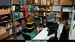 In the shop office, skinny teen Alex Harper gets caught shoplifting by the police, then blackmailed and stripped down during the encounter.