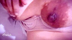 solo big natural tits wet horny morning masturbation with close up pussy play