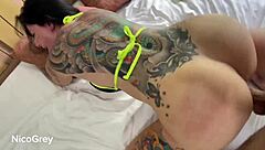 i love how this tattooed emo girl with big tits gets fucked doggystyle on vacation, including rimming and muff diving in missionary.