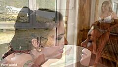 Slutty bffs Anna De Ville and Kitana Lure enjoy strap on threesome vacation sex with double penetration and cum swapping in pool