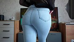 Amateur Teen Babe With Perfect Big Ass And Big Pussy Lips Does Jeans Face Sitting Pov And Ass Shaking Worship