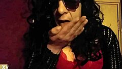 Oh, you love tasting your own cum? This bisexual crossdressing sissy faggot licks it from his hand and smears it on his face!