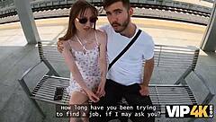 Hey, you know that sexy Czech gastarbeiter babe? She's sucking this old guy's cock for cash in the office while her cuckold boyfriend watches from outside.