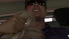 Horny blonde chick with big tits gets away with blowjob and cowgirl riding.