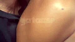 The wife gives her ass to a guy in the restaurant bathroom while her cuckold husband films up close.