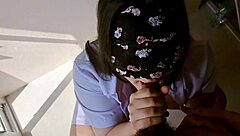 Horny Asian Girl Sucks Cock and Gulps Cum