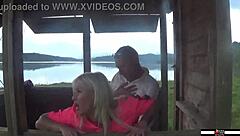 You know this blonde slut with big tits gets cum in mouth after blowjob and doggystyle outdoors while squirting