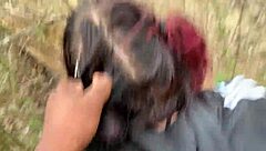 Why does this emo slut crave rough dick in a public park with choking and creampie