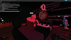 Blonde bitch gets fucked hard by monster cock in deepthroat action! Rough pounding in Roblox Studio!