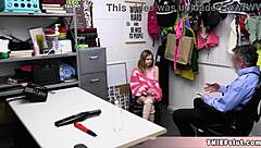 Cute petite blonde teen shoplifter Coco gets caught in sex shop and offers her tiny 18+ pussy for rough doggystyle.