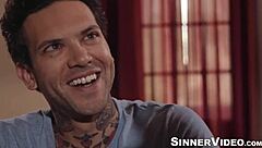 Tattooed Brunette Alexis Fawx Gets Big Tits Massaged Then Rough Fucked With Deepthroat And Titty Action