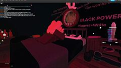 Blonde bitch gets fucked hard by monster cock in deepthroat action! Rough pounding in Roblox Studio!