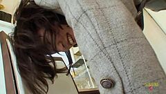 Asian woman bent over in cowgirl riding small cock with vibrator toys for hairy pussy creampie fuck