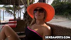 hey, check out these 2 blonde latina milfs getting it on with a young stud in some hot action