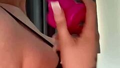 hey, this playful brunette is all about that dildo fun in solo squirting action