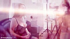 two college students milk a guys cock and get their uniforms covered in cum during a wild ffm session