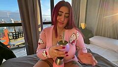 Delicioso morning with this busty Argentinian sucking on my big cock bombilla