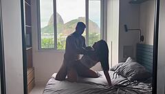 Bodybuilder Brunette Babe Takes Creampie in Fishnets and Lingerie