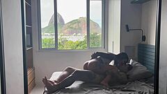 Bodybuilder Brunette Babe Takes Creampie in Fishnets and Lingerie