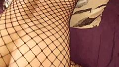 Russian milf in stockings rides her husband's monster cock in homemade couple session