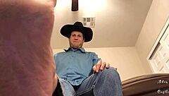 this cowboy takes charge in pov style making you worship his bare feet domination