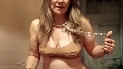 Just casually tying up the french milf housewife for some bdsm spanking and dildo play in homemade humiliation.