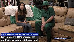 Dr Tampa encounters strangers in the night with Angel Santana and Aria Nicole in latex nurse gloves at hospital.