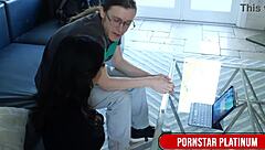 Can this brunette Violet Myers handle pleasing Conor Coxxx's big cock raw?