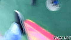 Short barely legal teen 18+ gives sloppy blowjob and gets fucked missionary style in rough pov!