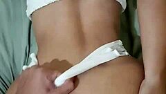 gostosa dances in transparent mini skirt then rides young guy's dick with her ass