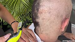 I thought she was just coming to cut my hair, but this big tit Latina babe with fake tits blows my huge cock in the shower! 💦🍆