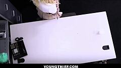 In a tense shop scenario, the petite blonde teen employee named Stevie Moon gets caught stealing cash from the register by guard Mike Mancini, who then fucks her to avoid calling the cops.