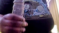 boyfriend with huge monster cock subtly tempts curvy bbw friend using big dildo toy