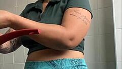 She enjoys flashing her big swollen pussy in exhibitionist style.