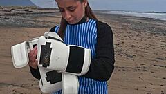 You beautiful Italian babe Silvia Soprano, get dominated roughly on this Norwegian beach with slapping and spitting!