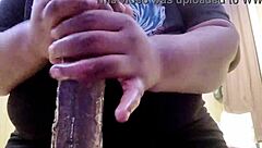 boyfriend with huge monster cock subtly tempts curvy bbw friend using big dildo toy