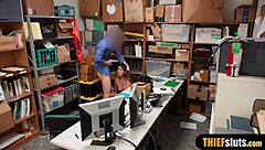 Petite Timid Teen 18+ Burglar Caught in Uniform and Punish Fucked by Blowjob in Reality