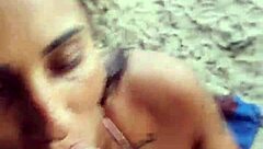 oh man, we exhibitionist couple fuckin' on the beach in public, then this stranger asks to cum with us, adam and eva