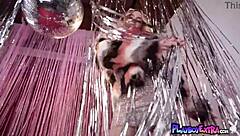 Big boobed blondie Milan Rose slowly reveals her hard nipples and smooth shaved pussy