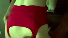 step sister in red lingerie devours big cock for breakfast cumming deep in her mouth!