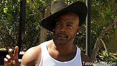 black stepdad bends over and fucks his teen stepdaughter hard in outdoor sucking session